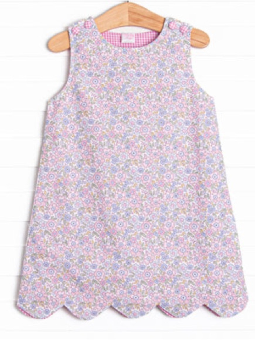 Stitchy Fish Poppy Fields Reversible Floral Dress Pink Gingham Girls Preppy 8